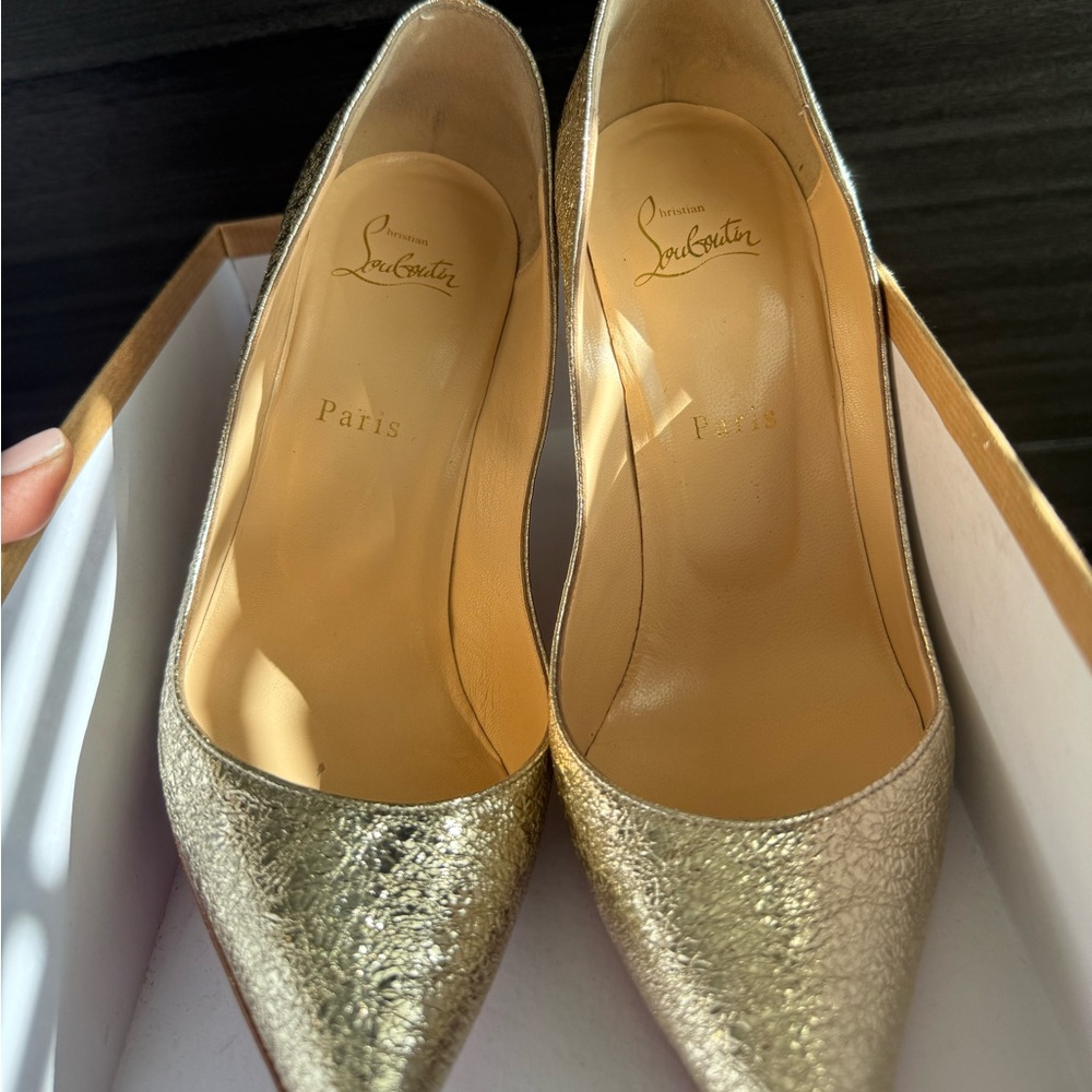 Christian Louboutin Gold Pigalle Follies Specchio Vintage 100mm